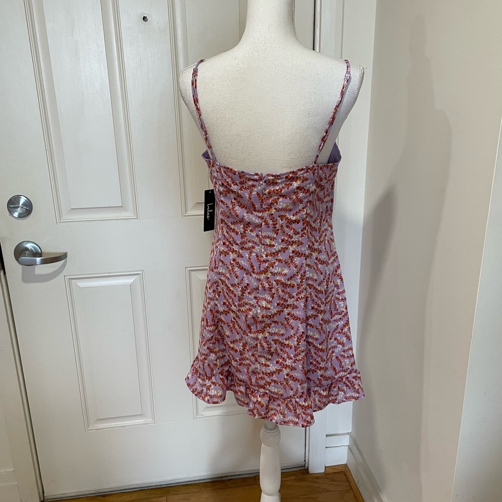 NWT Lulu’s Brynne Red and Lavender Floral Print Dress - Picture 9 of 11